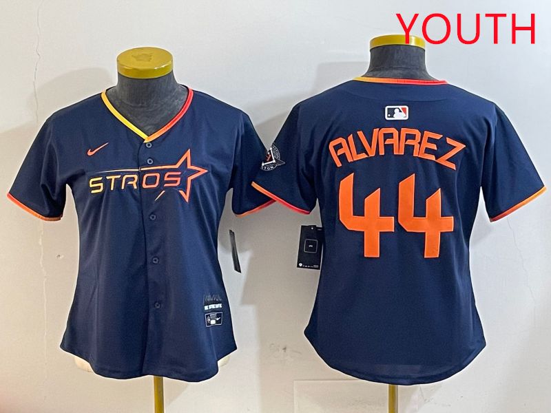 Youth Houston Astros #44 Alvarez Drak Blue Three generations Joint Name 2025 Nike MLB Jersey style 410->youth mlb jersey->Youth Jersey